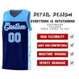 Custom Navy Side Pattern Sports Uniform Basketball Jersey