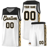 Custom White Side Pattern Sports Uniform Basketball Jersey
