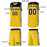 Custom Gold Side Pattern Sports Uniform Basketball Jersey