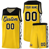 Custom Gold Side Pattern Sports Uniform Basketball Jersey
