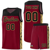Custom Crimson Side Pattern Sports Uniform Basketball Jersey