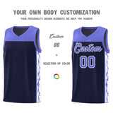 Custom Navy Side Pattern Sports Uniform Basketball Jersey