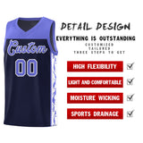 Custom Navy Side Pattern Sports Uniform Basketball Jersey