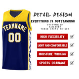 Custom Navy Side Pattern Sports Uniform Basketball Jersey