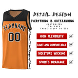 Custom Gold Orange Side Pattern Sports Uniform Basketball Jersey