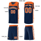 Custom Navy Side Pattern Sports Uniform Basketball Jersey