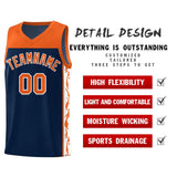 Custom Navy Side Pattern Sports Uniform Basketball Jersey