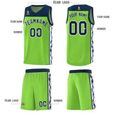 Custom Neon Green Side Pattern Sports Uniform Basketball Jersey