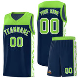 Custom Navy Side Pattern Sports Uniform Basketball Jersey