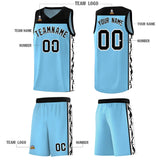 Custom Light Blue Side Pattern Sports Uniform Basketball Jersey