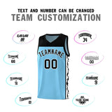 Custom Light Blue Side Pattern Sports Uniform Basketball Jersey