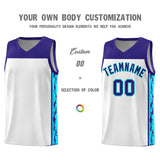 Custom White Side Pattern Sports Uniform Basketball Jersey