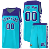 Custom Sky Blue Side Pattern Sports Uniform Basketball Jersey