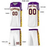 Custom White Side Pattern Sports Uniform Basketball Jersey