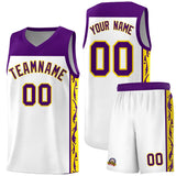 Custom White Side Pattern Sports Uniform Basketball Jersey