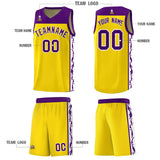 Custom Gold Side Pattern Sports Uniform Basketball Jersey