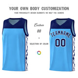 Custom Light Blue Side Pattern Sports Uniform Basketball Jersey