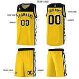 Custom Gold Side Pattern Sports Uniform Basketball Jersey