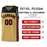 Custom Old Gold Side Pattern Sports Uniform Basketball Jersey
