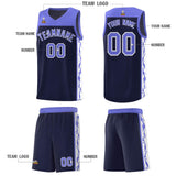 Custom Navy Side Pattern Sports Uniform Basketball Jersey