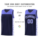 Custom Navy Side Pattern Sports Uniform Basketball Jersey