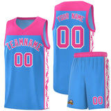 Custom Light Blue Side Pattern Sports Uniform Basketball Jersey