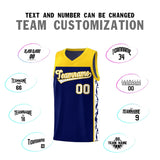 Custom Navy Side Pattern Sports Uniform Basketball Jersey
