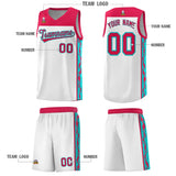 Custom White Side Pattern Sports Uniform Basketball Jersey