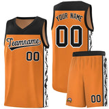 Custom Gold Orange Side Pattern Sports Uniform Basketball Jersey