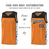Custom Gold Orange Side Pattern Sports Uniform Basketball Jersey