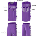 Custom Purple Side Pattern Sports Uniform Basketball Jersey