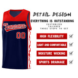 Custom Navy Side Pattern Sports Uniform Basketball Jersey