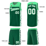 Custom Kelly Green Side Pattern Sports Uniform Basketball Jersey