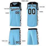 Custom Light Blue Side Pattern Sports Uniform Basketball Jersey