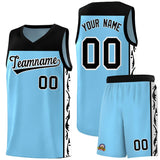 Custom Light Blue Side Pattern Sports Uniform Basketball Jersey