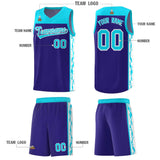 Custom Royal Side Pattern Sports Uniform Basketball Jersey