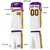 Custom White Side Pattern Sports Uniform Basketball Jersey