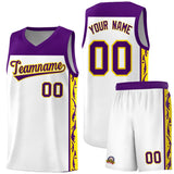 Custom White Side Pattern Sports Uniform Basketball Jersey