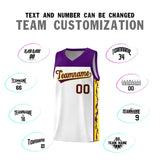 Custom White Side Pattern Sports Uniform Basketball Jersey