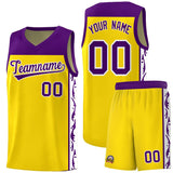 Custom Gold Side Pattern Sports Uniform Basketball Jersey