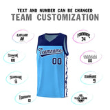 Custom Light Blue Side Pattern Sports Uniform Basketball Jersey