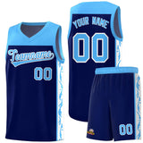 Custom Navy Side Pattern Sports Uniform Basketball Jersey