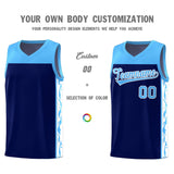 Custom Navy Side Pattern Sports Uniform Basketball Jersey