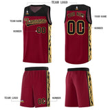 Custom Crimson Side Pattern Sports Uniform Basketball Jersey
