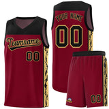 Custom Crimson Side Pattern Sports Uniform Basketball Jersey