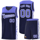 Custom Navy Side Pattern Sports Uniform Basketball Jersey