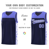 Custom Navy Side Pattern Sports Uniform Basketball Jersey