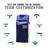 Custom Navy Side Pattern Sports Uniform Basketball Jersey