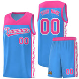 Custom Light Blue Side Pattern Sports Uniform Basketball Jersey