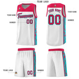 Custom White Side Pattern Sports Uniform Basketball Jersey
